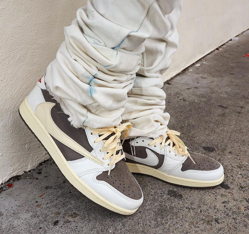 Travis Scott x Air Jordan 1 Low White and Beige
